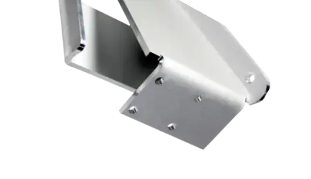 Natur eloxiertes Aluminium, an zwei Stirnseiten gebogen.